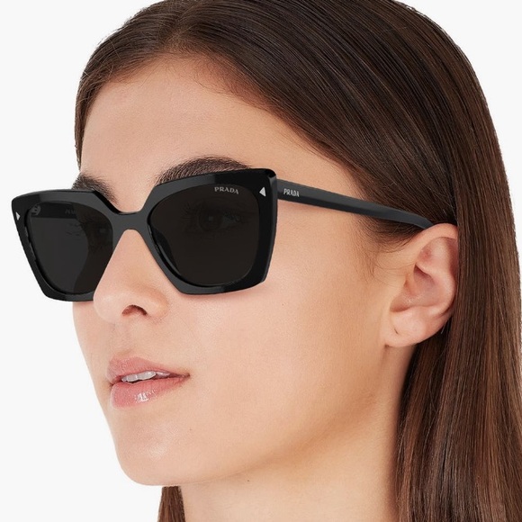 Prada PR23ZSF 54mm Square Sunglasses in Black NWT 377$ - Picture 3 of 16